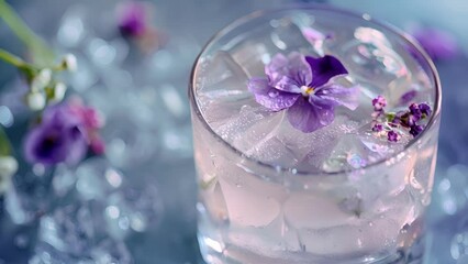 Canvas Print - A delicate and floral tail highlighting foraged violets mixed with gin and a splash of elderflower liqueur for a sweet and aromatic drink.