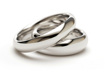 Wall Mural - Isolated photo closeup of wedding ring made of white gold, white background