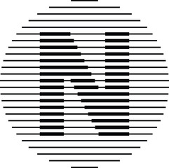 Aufkleber - Letter N Logo with Line Pattern Isolated On White Background