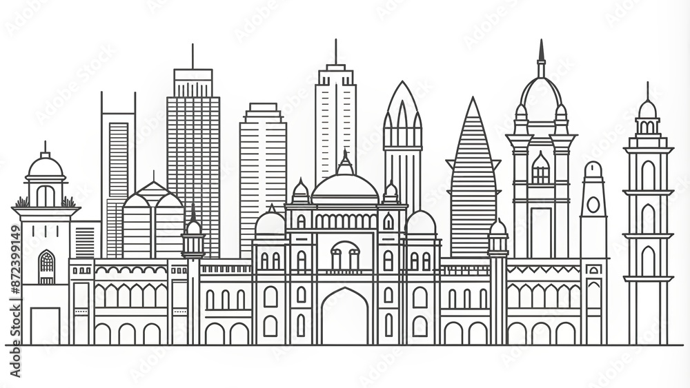 Curated visual reference: Minimalist Continuous Line Drawing Of Mumbai India S Iconic Skyline Photo Inspiration