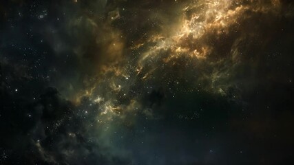 Poster - This stunning view of a golden nebula in the vast expanse of space.