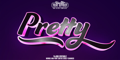 Poster - pretty editable text effect, customizable pink and cute 3d font style