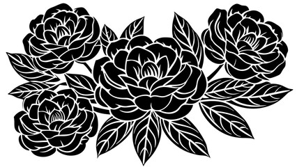 Poster - set of black and white flowers