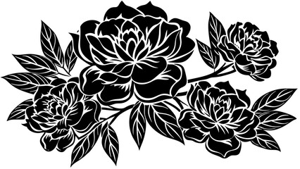 Poster - set of black and white flowers