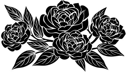 Wall Mural - set of black and white flowers