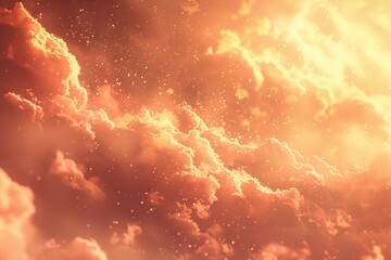 Poster - Dramatic photo of orange clouds at sunset symbolizing tranquility and beauty