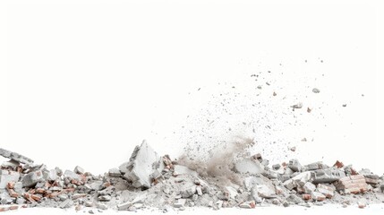Wall Mural - A pile of rubble with a white background