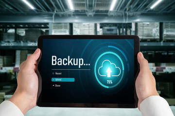 Poster - backup storage data internet technology business concept. database storage cloud technology file dat