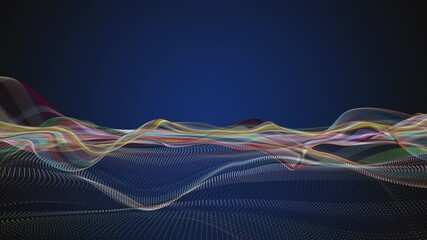 Wall Mural - fantastic video animation with particle wave object in slow motion and space for text, 4096x2304 loo