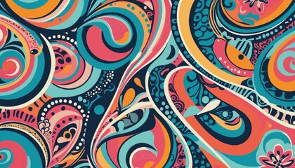 Wall Mural - Colorful abstract shape print pattern illustration