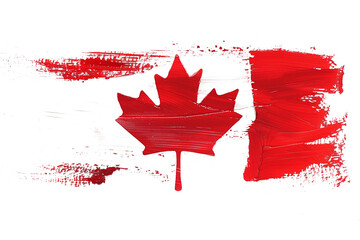 Abstract Canadian flag in paint brush strokes isolated on transparent background