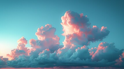 Wall Mural - Serene sky with soft, fluffy clouds at sunset, offering a calming and picturesque background texture for peaceful and tranquil designs. , Minimalism,