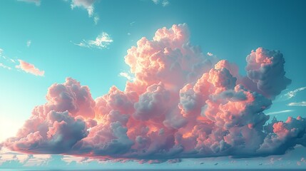 Wall Mural - Pastel-colored sky with soft, fluffy clouds at sunrise, offering a calming and picturesque background texture for tranquil and peaceful designs. , Minimalism,