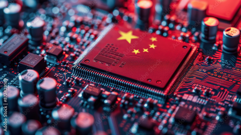 Depiction of a processor unit symbolizing the global chip war and ...