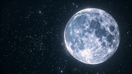 Poster - This close-up of a full moon shining in the night sky. Space background