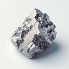 A piece of chrome metal stone isolated on a white background