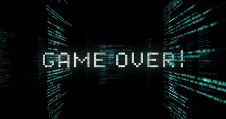Poster - Image of game over text over data processing on black background