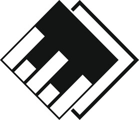 Poster - black and white geometric abstract shape forming the letter t, perfect for a modern and minimalist l