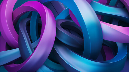 Fototapete - abstract background with 3d rings, relaxing wallpaper blue and purple gradient color, business background 
