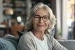 © Anastasija - Mature Gray-Haired Woman Smiling - Happy Senior, Glasses, Home Portrait