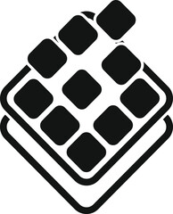 Sticker - Black and white icon of a square waffle with syrup, perfect for representing breakfast food