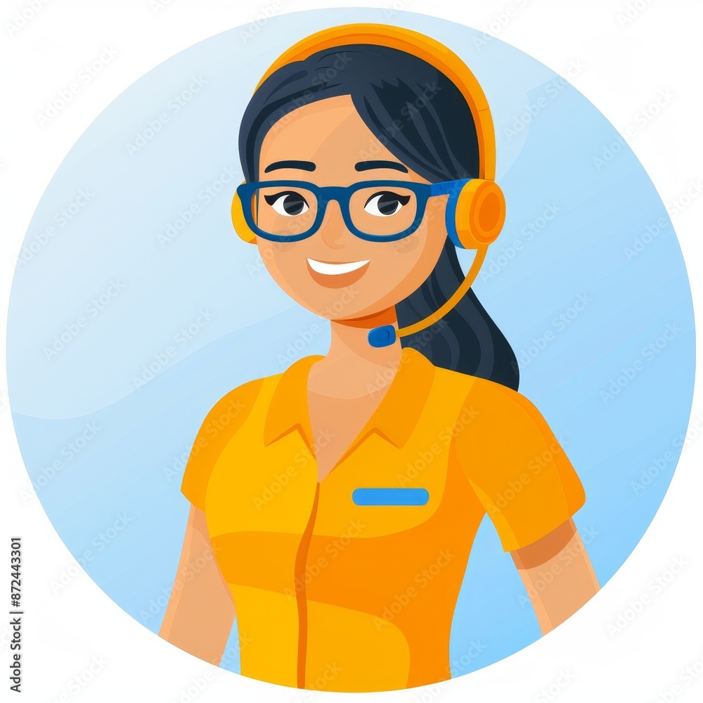 A friendly customer service representative with a bright smile, wearing ...