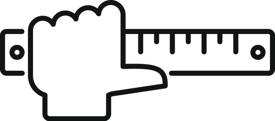 Poster - Hand holding a ruler and measuring length, a simple line icon design