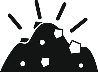 Sticker - Black silhouette icon of a pile of coal with shining minerals inside