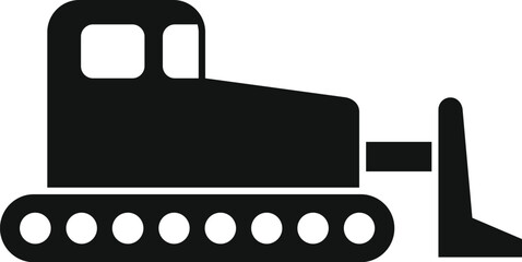 Poster - Black silhouette of a bulldozer excavating land