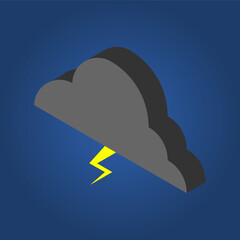 Wall Mural - Isometric Style of thundercloud