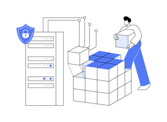 Poster - Blockchain cybersecurity abstract concept vector illustration.