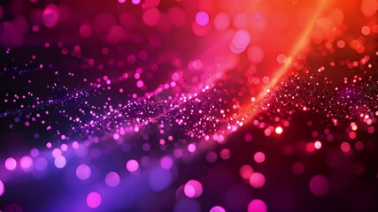 Poster - A dark background with a wave of pink and red glitter and out-of-focus lights.