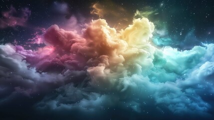a colorful cloud filled with stars and the sky
