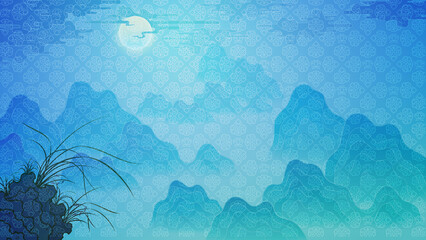 Wall Mural - Oriental painting wallpaper illustration Landscape painting Mountains and clouds 동양화