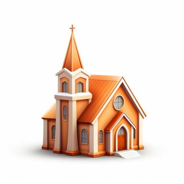 cathedral church tourist attraction web icon orange gradient white , generated by AI. High quality photo