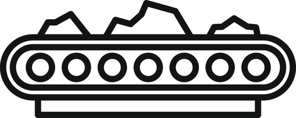 Poster - conveyor belt transporting coal from mine symbol in simple style