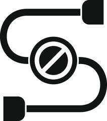 Poster - black and white icon of a cable being disconnected, indicating a stop to connecting wires
