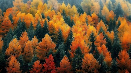 Sticker - Aerial View of a Forest in Autumn