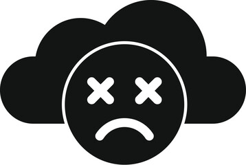 Poster - black cloud icon is frowning with its eyes crossed, representing a potential data loss