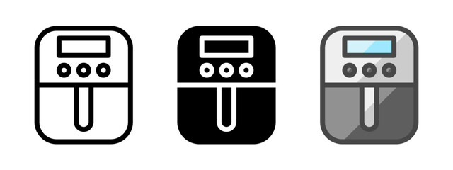 Leinwandbilder - Multipurpose air fryer vector icon in outline, glyph, filled outline style. Three icon style variants in one pack.