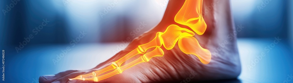 Medical illustration showing the anatomy of the human foot ...