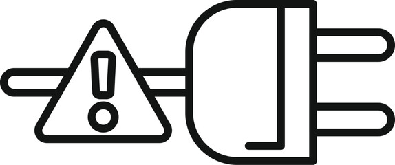 Poster - line drawing of an electric plug showing a warning sign for electricity hazard