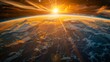 © nicole - The Earth seen from space with the sun in the background, capturing an astronaut's view from orbit. Stunning depiction of our planet and the solar phenomena from the depths of space