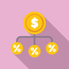 Sticker - Money distribution system with percentage symbol showing financial investment strategy, banking, and interest rates