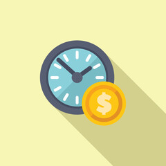 Poster - clock face with dollar coin showing time is money concept