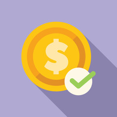 Poster - golden coin with dollar sign is getting positive result with check mark icon