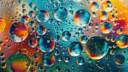 Sticker - Water Droplets on a Colorful Surface