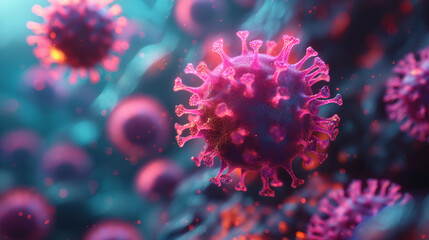 Sticker - Virus close-up, Bacterial cell close-up, depth of field, natural, serene beauty, masterpiece, best quality, advanced,