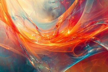 Poster - Vibrant abstract digital art featuring flowing colors and dynamic shapes, creating a visually stunning and energetic composition.