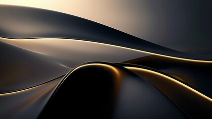 Wall Mural - Abstract Golden Lines on Black Background